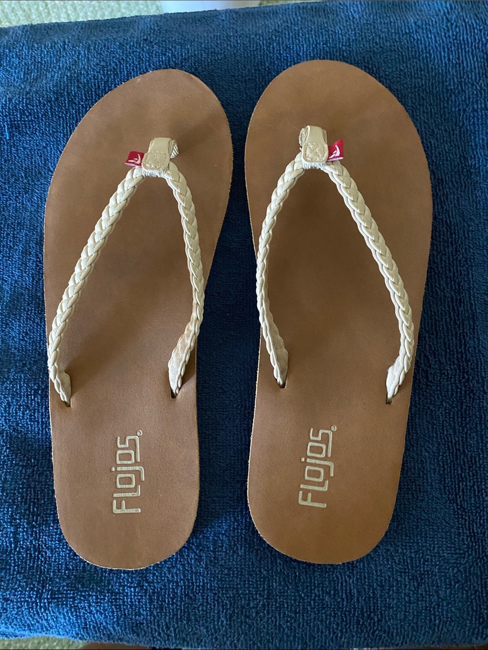 Flojos Women's Brown Footbed with Cream Braided-Strap Sandals